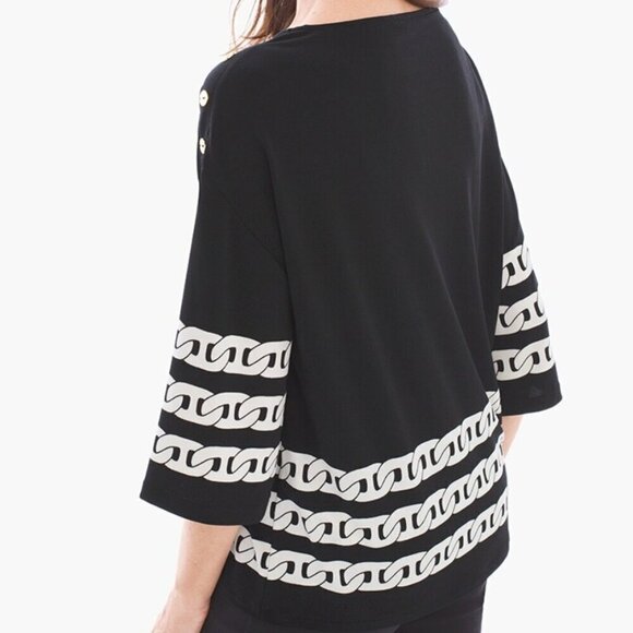 Chico's Knit Kit Majestic Button top size L with gold button details EUC - Picture 3 of 6